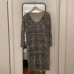 Medium Gravel and Gold (size 1) printed dress